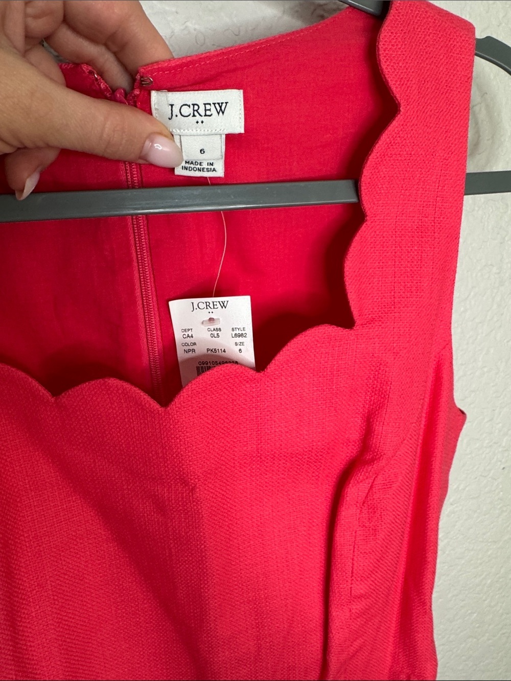 NWT J. Crew Scallop Hot Pink Mini Dress Size 6 Barbie Scalloped Hem - Picture 4 of 8